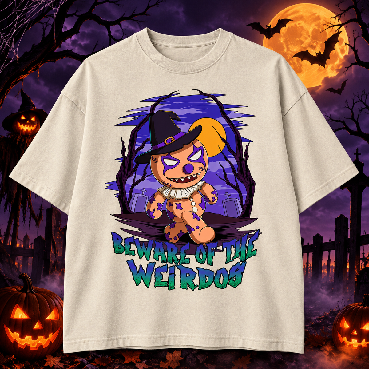 BEWARE OF THE WEIRDOS Halloween Tee – Midnight Edition