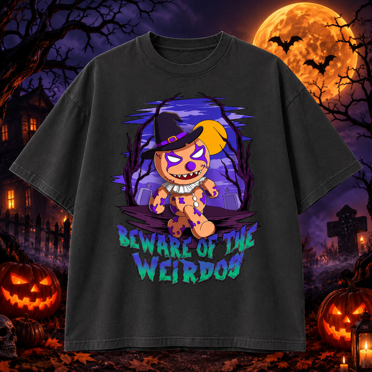 BEWARE OF THE WEIRDOS Halloween Tee – Midnight Edition