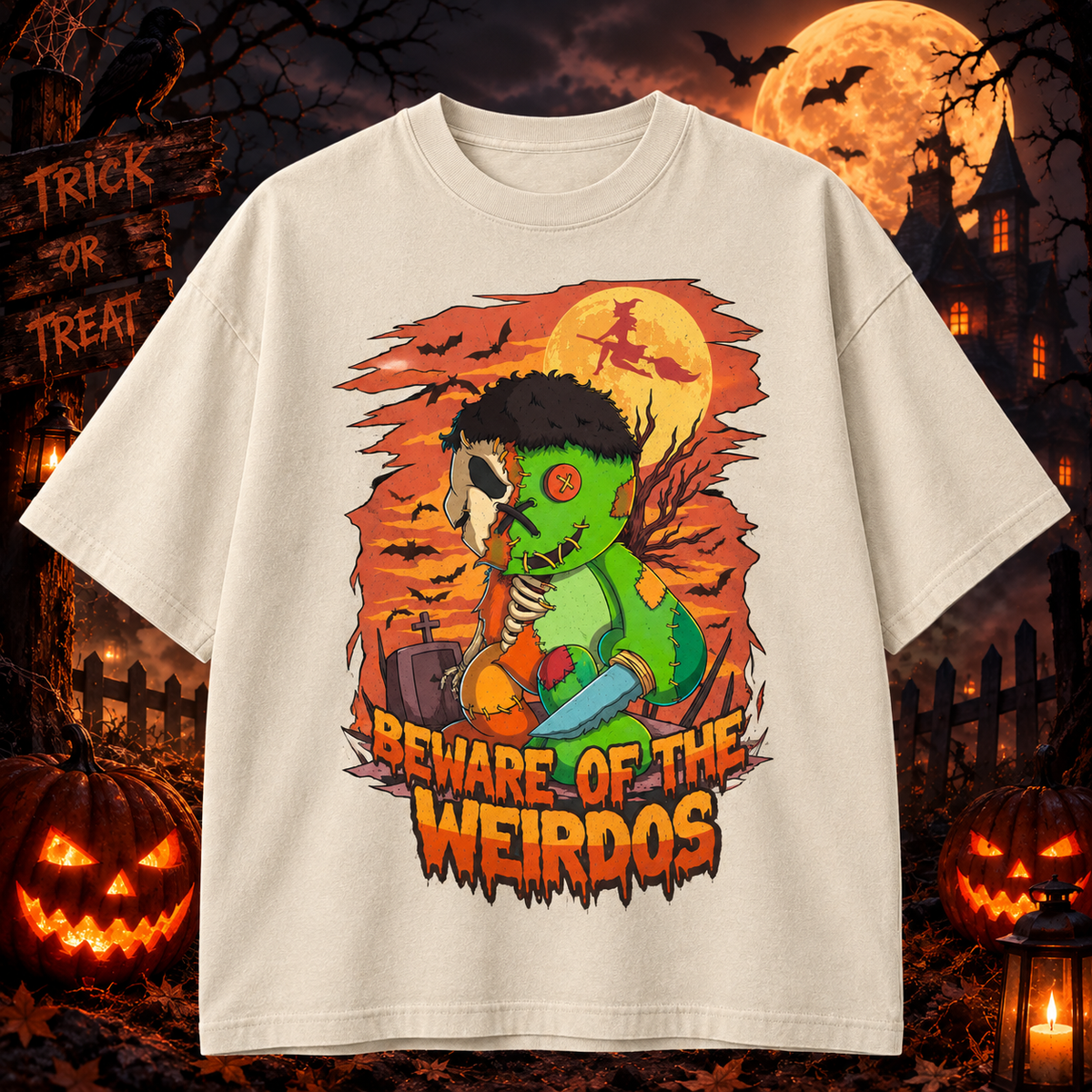 BEWARE OF THE WEIRDOS Halloween Tee – Midnight Edition